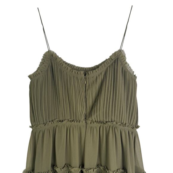 NWT Banana Republic Tigers Eye Green Strappy Midi Dress Size 10 Spaghetti Strap - Picture 11 of 15